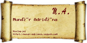 Munár Adriána névjegykártya